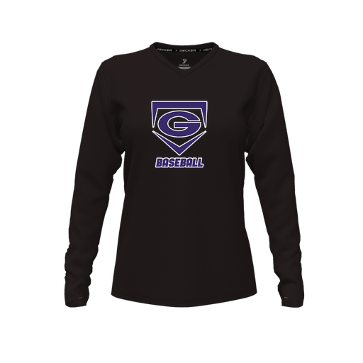 [FTLVPTBK-FYXS-LOGO1] Decker Performance T-Shirt (Female Youth XS, Black, V Neck, Logo 1, Long Sleeve)